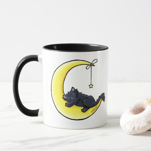 Lunar Love Chat noir Mug café à deux tons (Avec donut)
