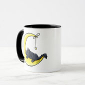 Lunar Love Chat noir Mug café à deux tons (Devant gauche)