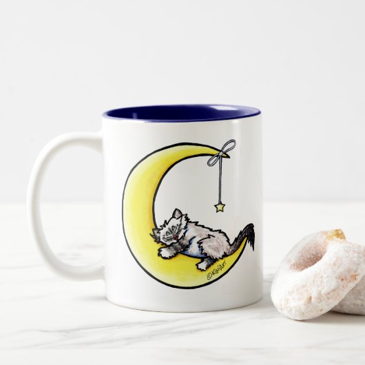 Lunar Love Ragdoll Chat à deux tons café Mug (Avec donut)