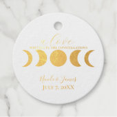 Lunar Luxe Black & Cream Moon Phase Wedding Bedankjes Labels (Voorkant)