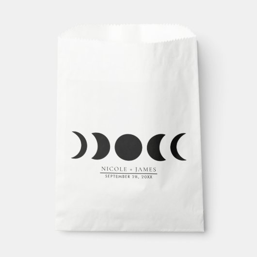 Lunar Luxe Black & Cream Moon Phase Wedding Bedankzakje (Voorkant)