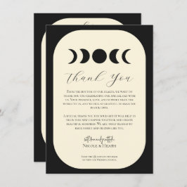 Lunar Luxe Black & Cream Moon Phase Wedding Kaart