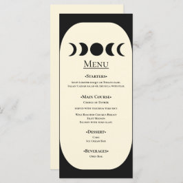 Lunar Luxe Black & Cream Moon Phase Wedding Menu