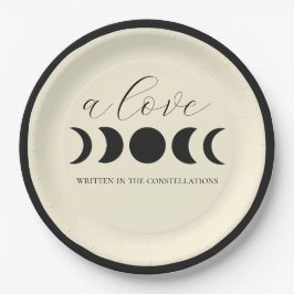 Lunar Luxe Black & Cream Moon Phase Wedding Papieren Bordje