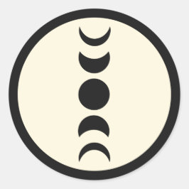 Lunar Luxe Black & Cream Moon Phase Wedding Ronde Sticker