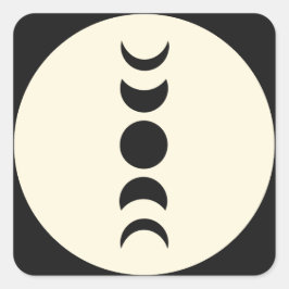 Lunar Luxe Black & Cream Moon Phase Wedding Vierkante Sticker