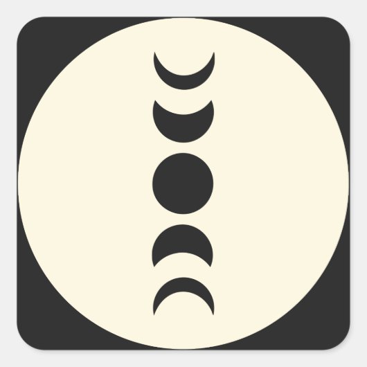 Lunar Luxe Black & Cream Moon Phase Wedding Vierkante Sticker (Voorkant)