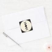 Lunar Luxe Black & Cream Moon Phase Wedding Vierkante Sticker (Envelop)
