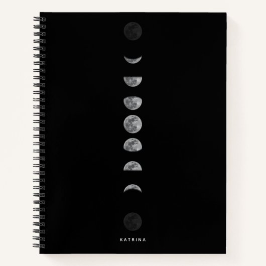 Lunar Moon Phases Celestial Gepersonaliseerd Name Notitieboek (Voorkant)