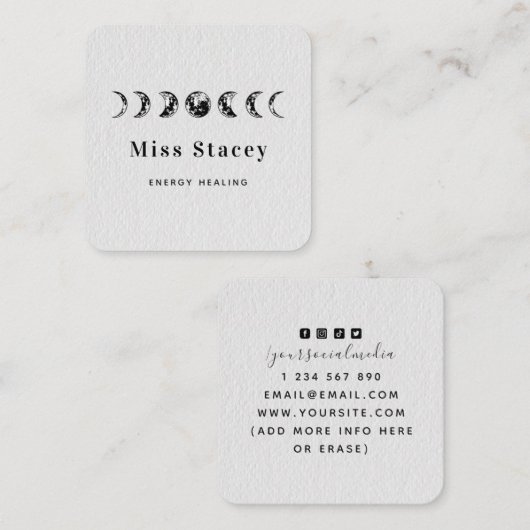 Lunar Moon Phases Energy Healer Witch Spiritueel Vierkante Visitekaartje (Voorkant / Achterkant)