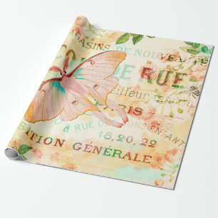  Lunar Moth en Rozen Ephemera Cadeaupapier