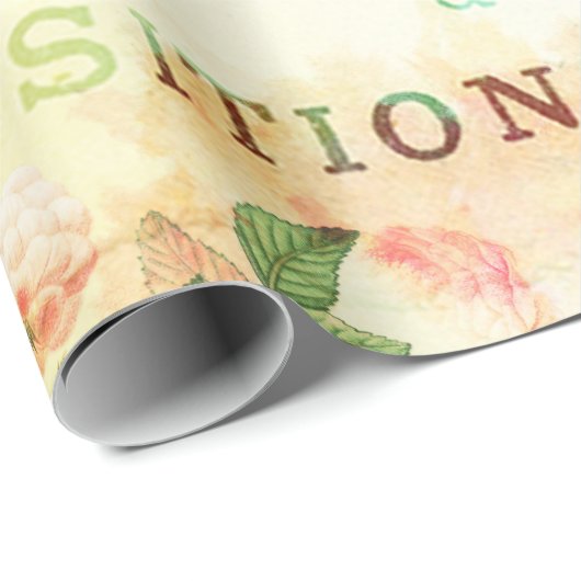  Lunar Moth en Rozen Ephemera Cadeaupapier (Rol Hoek)