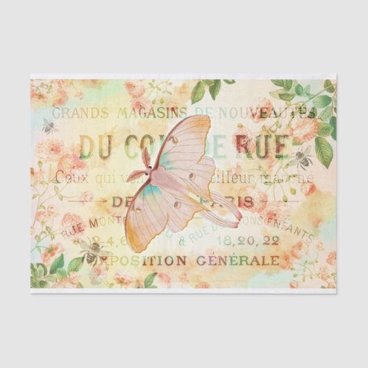 Lunar Moth en Rozen Ephemera-weefselpapier Tissuepapier (Voorkant)