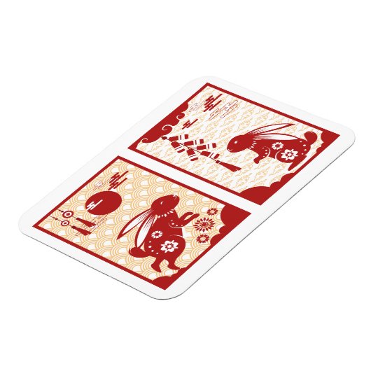 Lunar New Year of Rabbit 2023 Zodiac Animal Magneet (Linkerzijde)