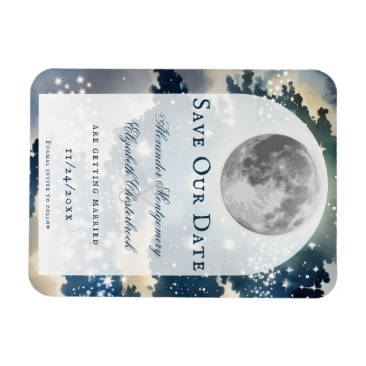 Lunar Night Sky Bewaar de datum Magneet (Horizontaal)