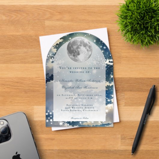 Lunar Night Sky Wedding Acryl Uitnodigingen (Insitu (Uitnodiging))