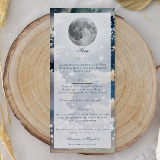 Lunar Night Sky Wedding Menu