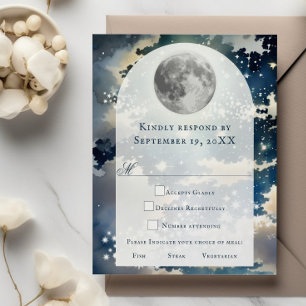 Lunar Night Sky Wedding RSVP Kaartje