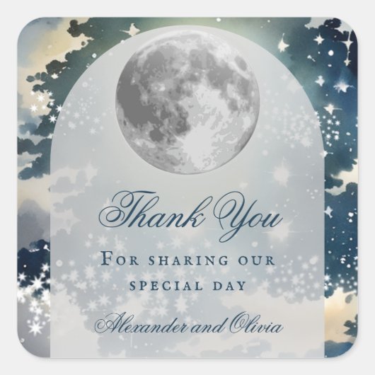 Lunar Night Sky Wedding Vierkante Sticker (Voorkant)
