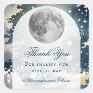 Lunar Night Sky Wedding Vierkante Sticker