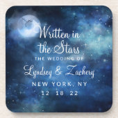 Lunar Sky Full Moon Celestial Wedding Monogram Bier Onderzetter (Voorkant)