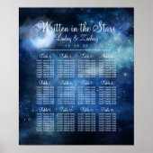 Lunar Sky Full Moon Wedding Table Seating Chart Poster (Voorkant)