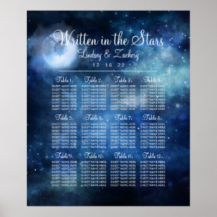 Lunar Sky Full Moon Wedding Table Seating Chart Poster
