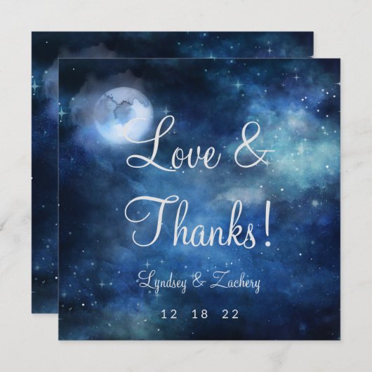 Lunar Sky Pleine lune Mariage Amour et Merci Carré (Devant / Derrière)