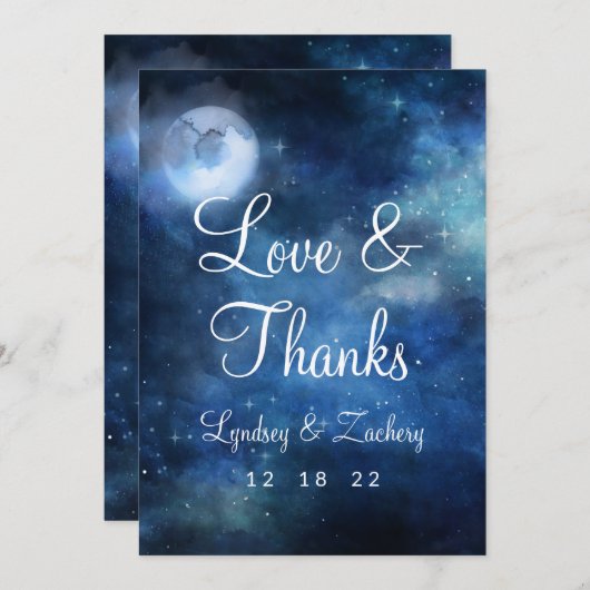 Lunar Sky Pleine lune Stars Mariage Amour et Merci (Devant / Derrière)