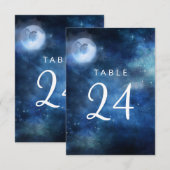 Lunar Sky Pleine lune Stars Numéro de table Mariag (Devant / Derrière)