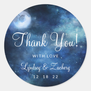 Lunar Sky Volle Maan Celestial Bruiloft Dank u Ronde Sticker