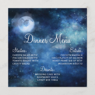 Lunar Sky Volle Maan Celestial Galaxy Square Dinne Menu