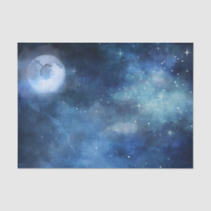 Lunar Sky Volle Maan Celestial Galaxy Sterren Brui Tissuepapier