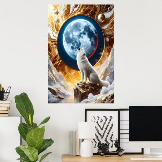 Lunar Symphony: Een Wolfs Serenade Poster (Thuiskantoor)