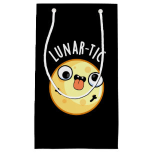 Lunar-tic Funny Astronomy Moon Pun Dark BG Klein Cadeauzakje