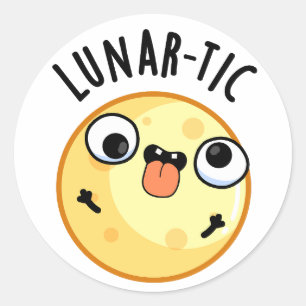 Lunar-tic Funny Astronomy Moon Pun Ronde Sticker