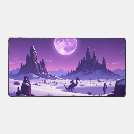 Lunar Wyrm – Purple Dragon Under the Moon Desk Mat (Recto)