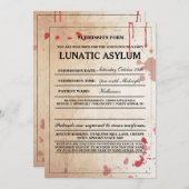 Lunatic Asylum Form Halloween Party Invite Kaart (Voorkant / Achterkant)