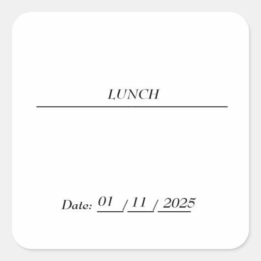 LUNCH BEWERKBARE STICKER (Voorkant)