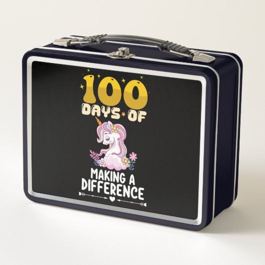 Lunch Box 100 jours d'école licorne qui fait une différence (Devant)