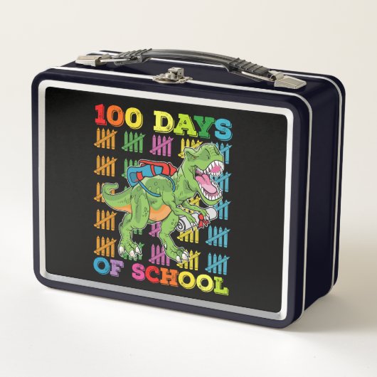 Lunch Box 100 Jours D'école T Rex Dinosaure Enseignant Élève (Devant)