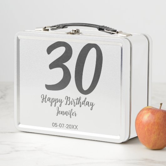 Lunch Box 30e anniversaire ajouter nom date année noir modèl (En situation)