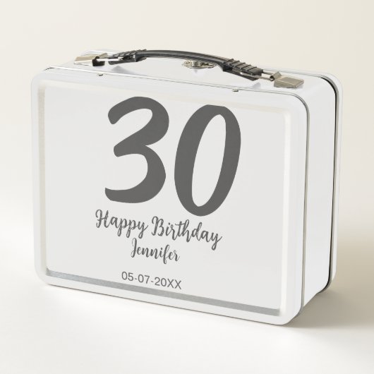 Lunch Box 30e anniversaire ajouter nom date année noir modèl (Dos)