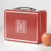 Lunch Box 3 Initiales Monogramme | Blanc/Rouge (En situation)