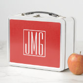 Lunch Box 3 Initiales Monogramme | Rouge & Blanc (ou couleur (En situation)