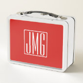 Lunch Box 3 Initiales Monogramme | Rouge & Blanc (ou couleur (Dos)