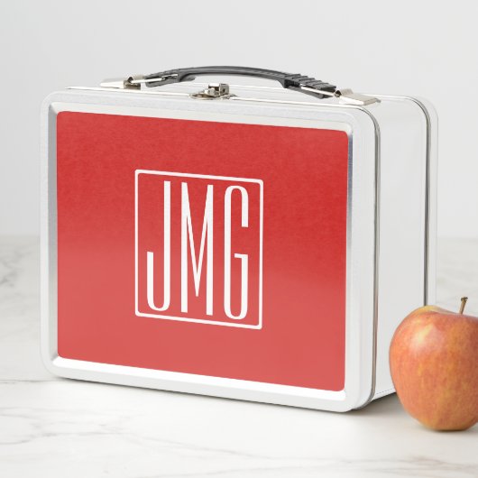 Lunch Box 3 Initiales Monogramme | Rouge et blanc (ou couleu (En situation)