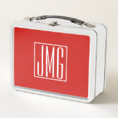 Lunch Box 3 Initiales Monogramme | Rouge et blanc (ou couleu (Devant)