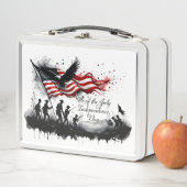 Lunch Box 4 juillet art patriotique avec drapeau et soldats (En situation)