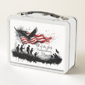Lunch Box 4 juillet art patriotique avec drapeau et soldats (Dos)